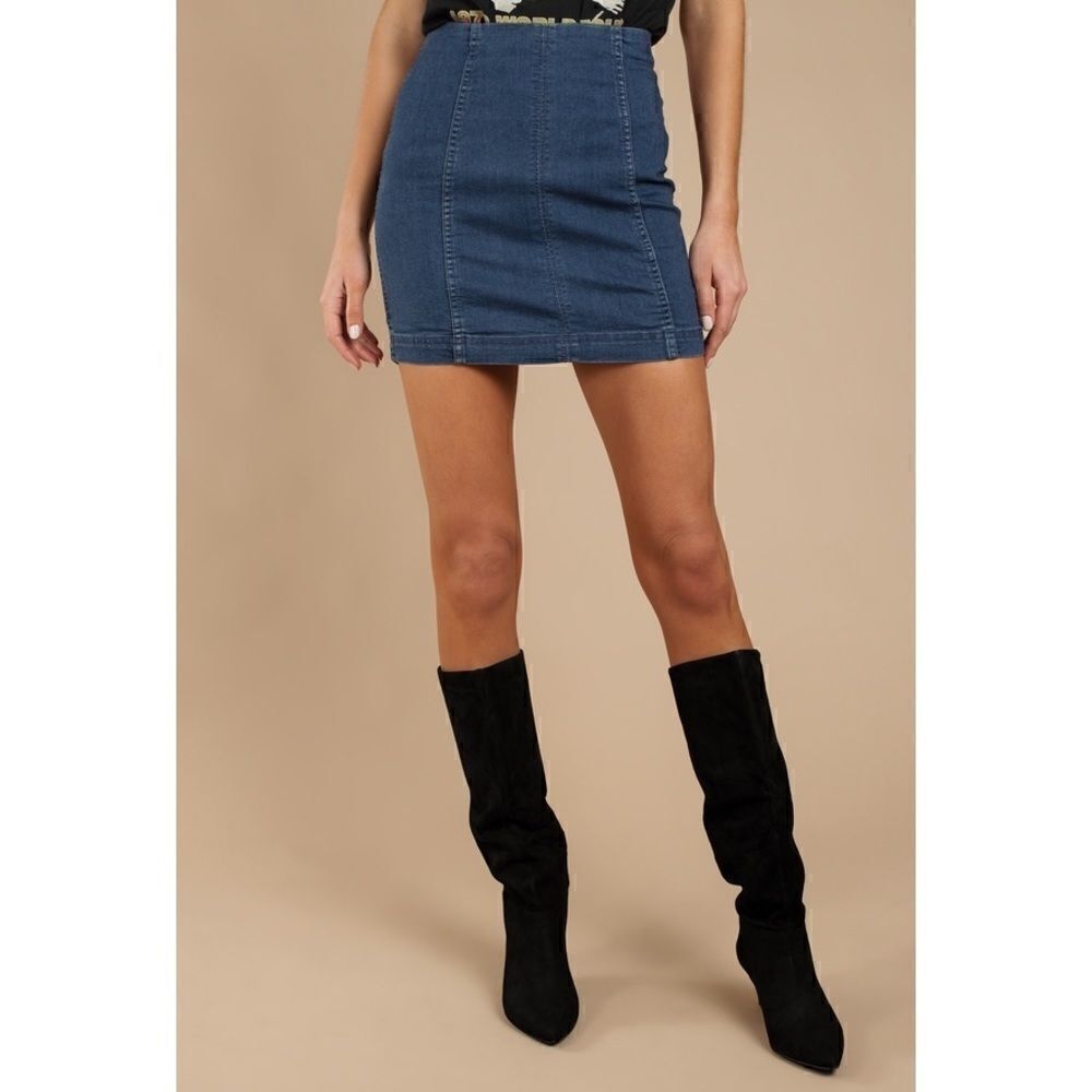 Free People Modern Femme Dark Wash Denim Skirt